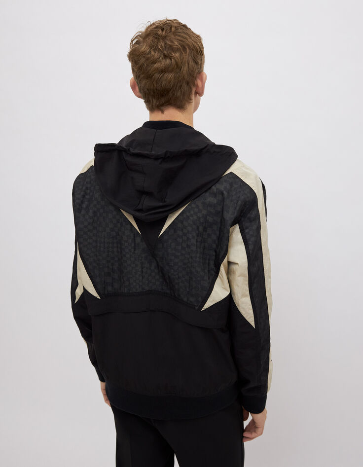 Blouson réversible noir et damier Homme-3