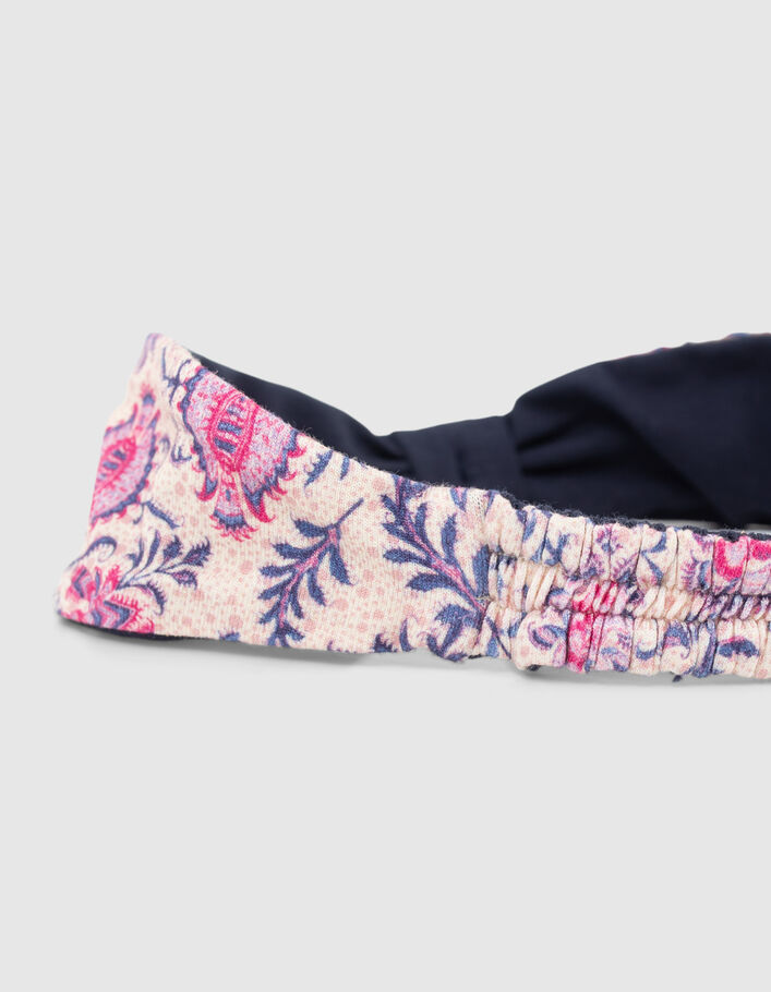 Bandeau réversible rose imprimé et marine bébé fille - IKKS