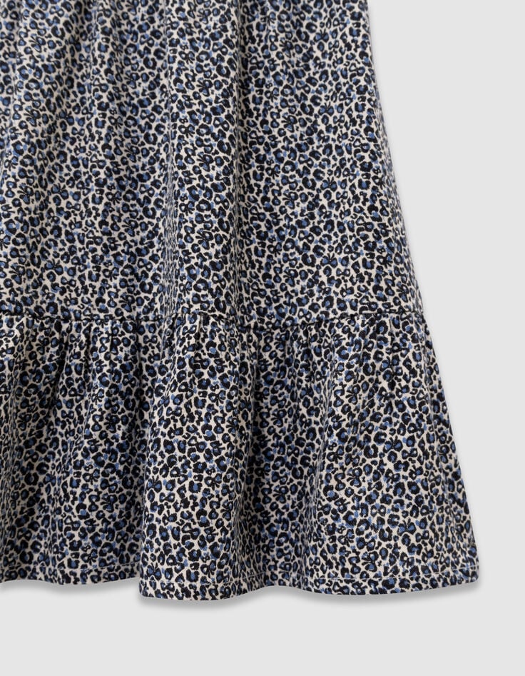 Falda corta azul marino leopardo-lazo niña-4