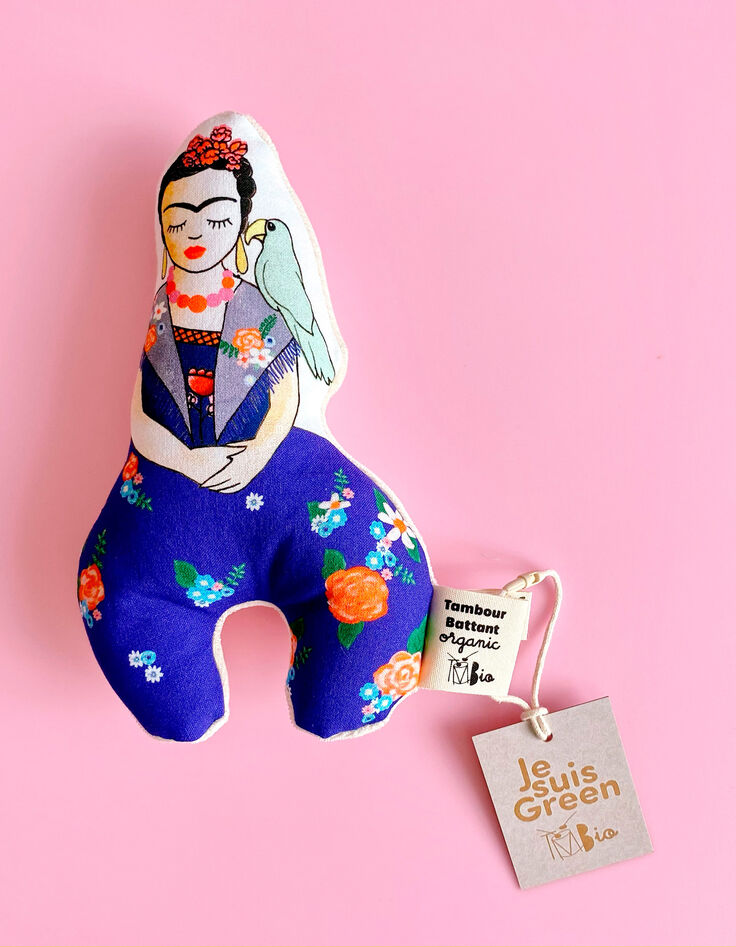 Hochet Frida Flowers en coton biologique TAMBOUR BATTANT-1