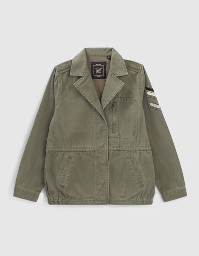 Girls' khaki safari jacket with embroidered back - IKKS