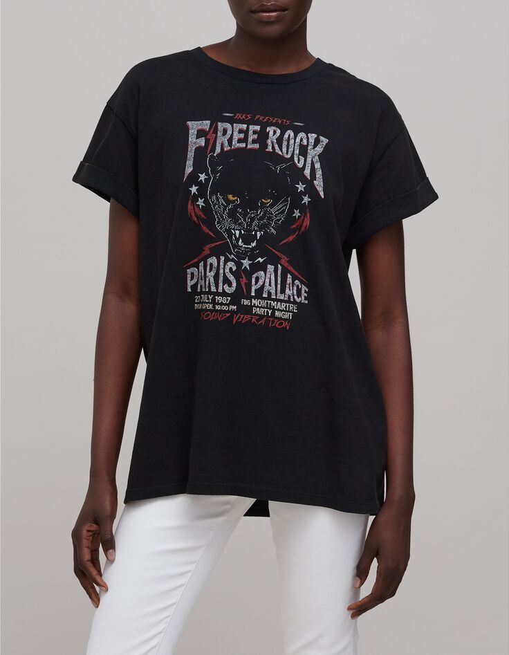 Camiseta negra oversize visual panther de mujer-2