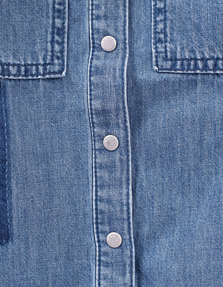 Mädchen-Hemdblusenkleid aus Jeansstoff in Stone Blue-7 Mädchen-Hemdblusenkleid aus Jeansstoff in Stone Blue-7