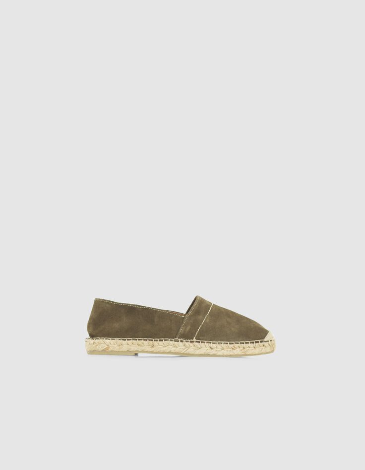 Espadrilles kaki en cuir velours Homme-1