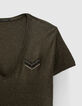 Women’s lichen glittery slogan T-shirt, chevron embroidery-4