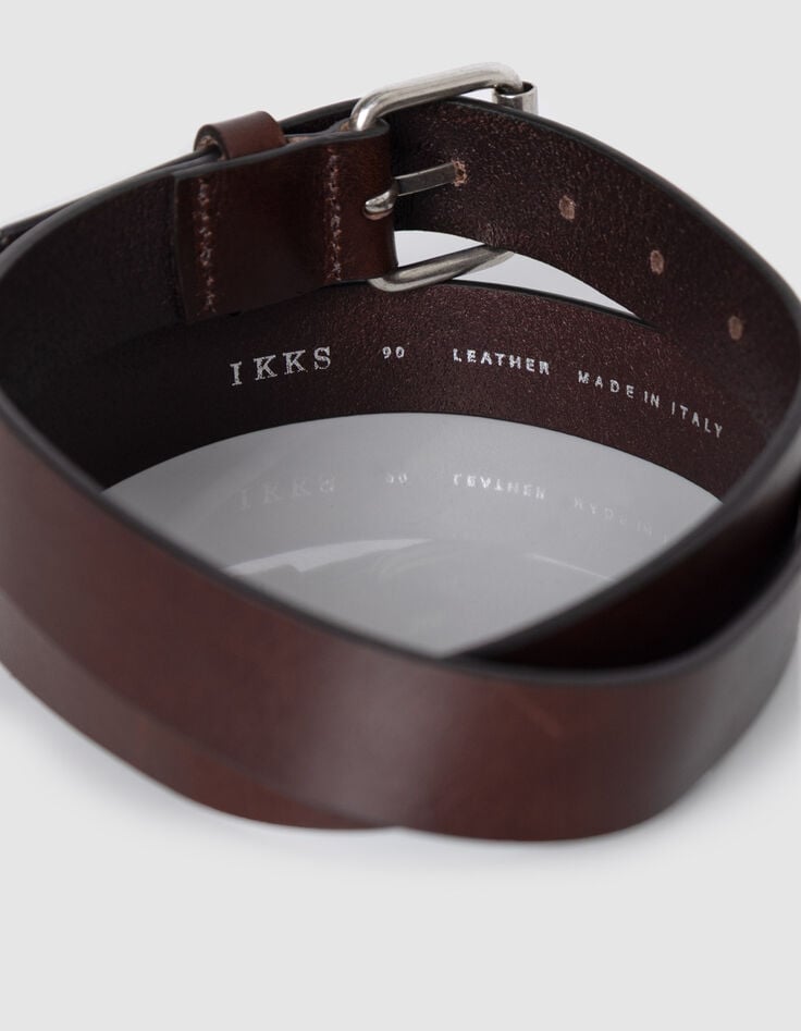 Brauner Lederg&uuml;rtel f&uuml;r Herren mit Metallschnalle-3