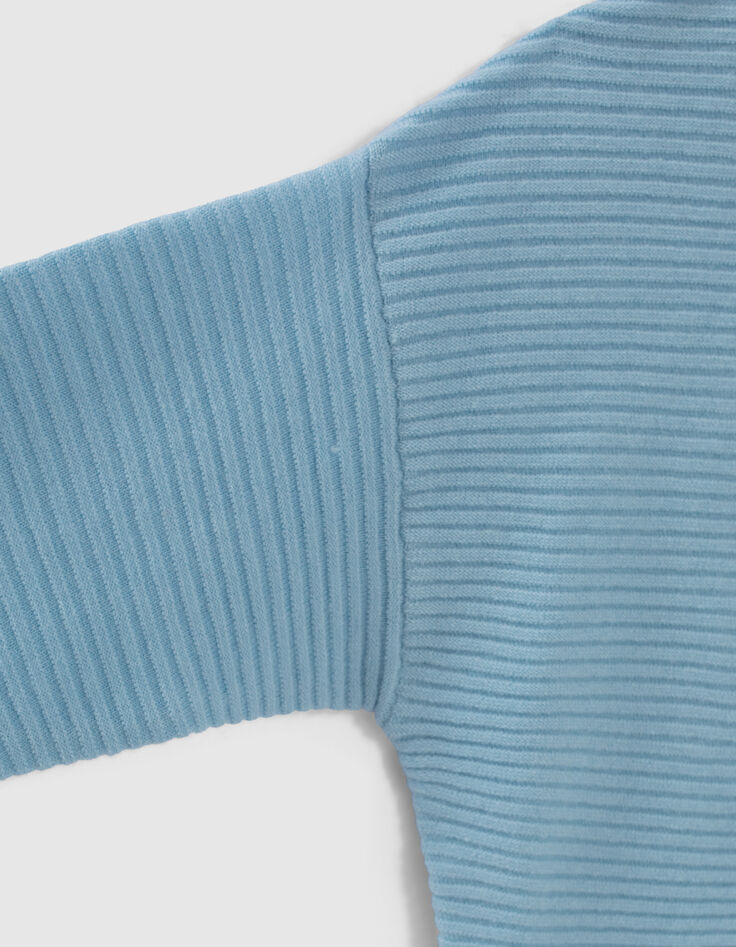 Pull bleu tricot côtelé fille-5 Pull bleu tricot côtelé fille-5
