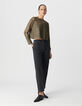 Sweat kaki maille résille enduite Femme-1