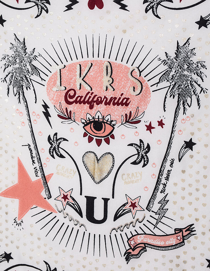 Chèche blanc et pêche IKKS California fille-4