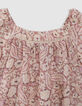 Langes rosa Kleid mit floralem Kaschmirprint-4