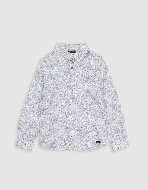 Chemise blanc imprimé minimaliste floral garçon - IKKS
