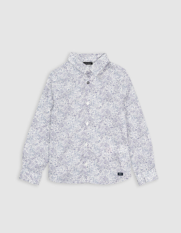 Chemise blanc imprimé minimaliste floral garçon-2