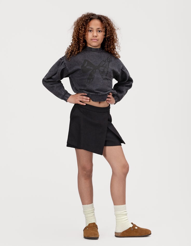 Jupe-short noire lainage fille-1 Jupe-short noire lainage fille-1