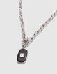 Collar largo &aacute;ncora gris colgante negro-2