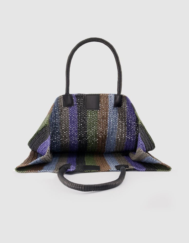 Sac cabas tress&eacute; motif rayures Femme-5