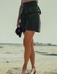 Short kaki &agrave; taille haute ceintur&eacute;e Femme-2