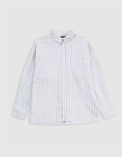 Chemise manches longues rayures kaki fille - IKKS