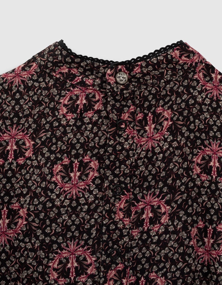 Baby girls’ black lily print dress-5
