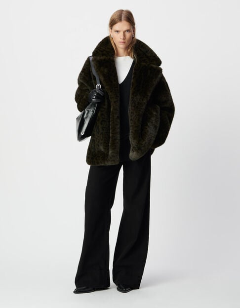 Abrigo oversize caqui leopardo mujer - IKKS