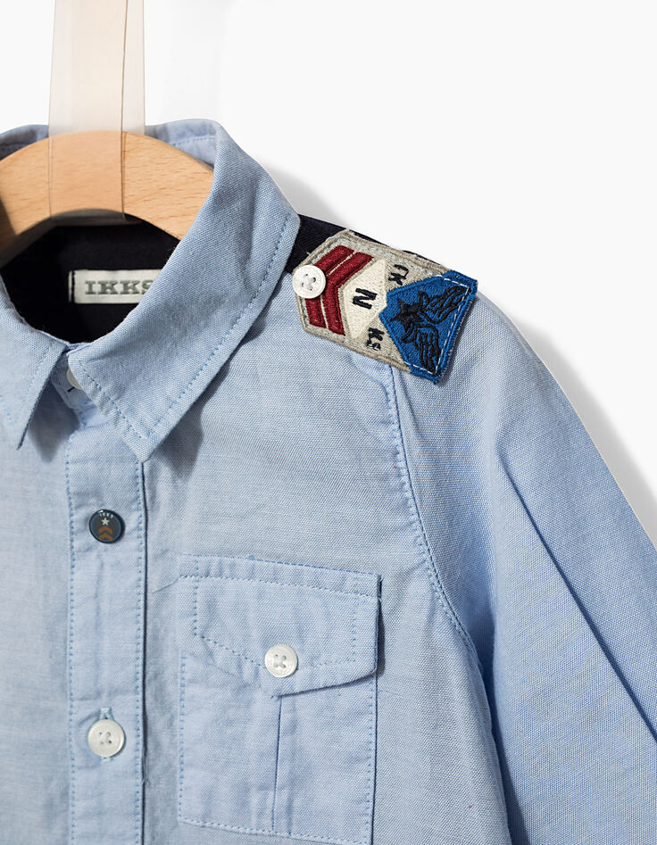Chemise bleu ciel bi-matière bébé garçon-4