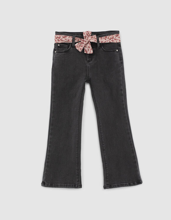Girls’ used black flared jeans with scarf belt