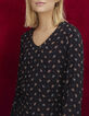 Blouse noire imprimé cachemire cravate I.Code-1