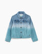 Veste en jean blue bleach avec print dos garçon -1