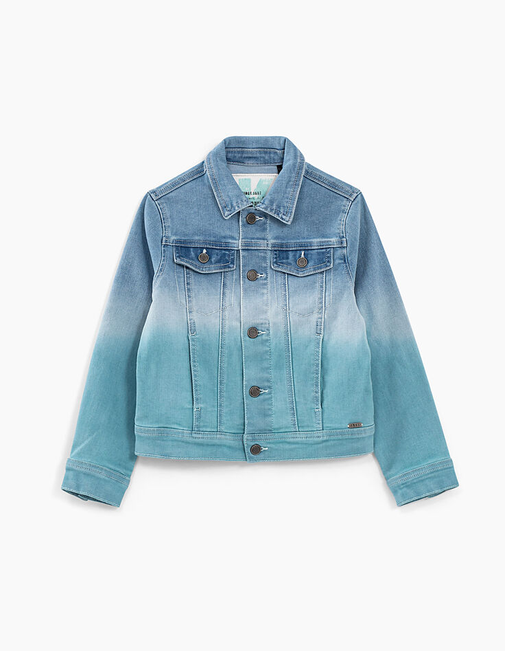 Veste en jean blue bleach avec print dos garçon -1 Veste en jean blue bleach avec print dos garçon -1