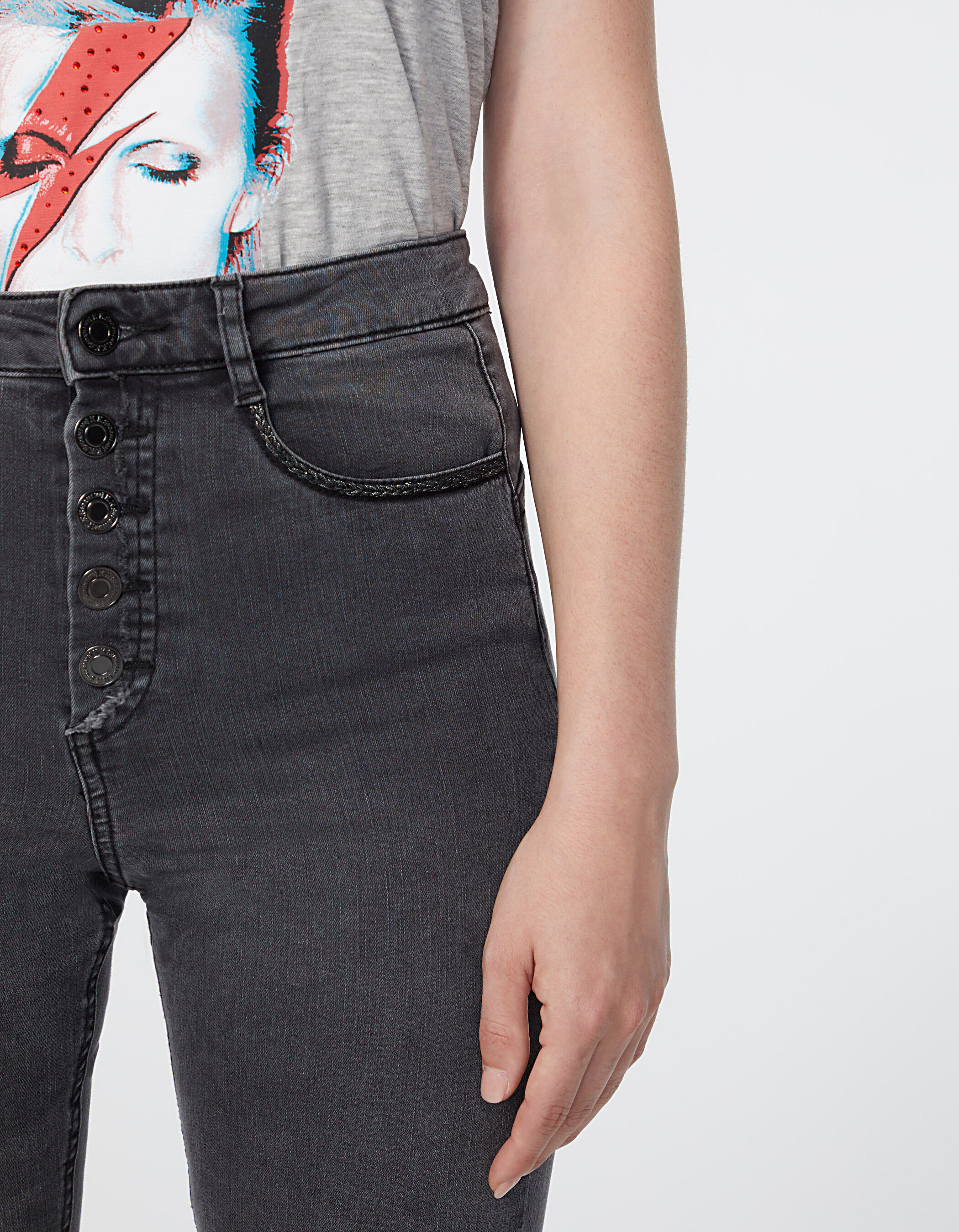 Jean taille haute 4 boutons on sale