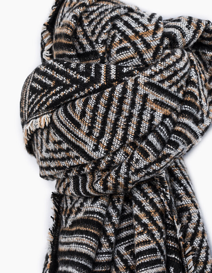 Pañuelo negro jacquard gráfico I.Code-2 Pañuelo negro jacquard gráfico I.Code-2