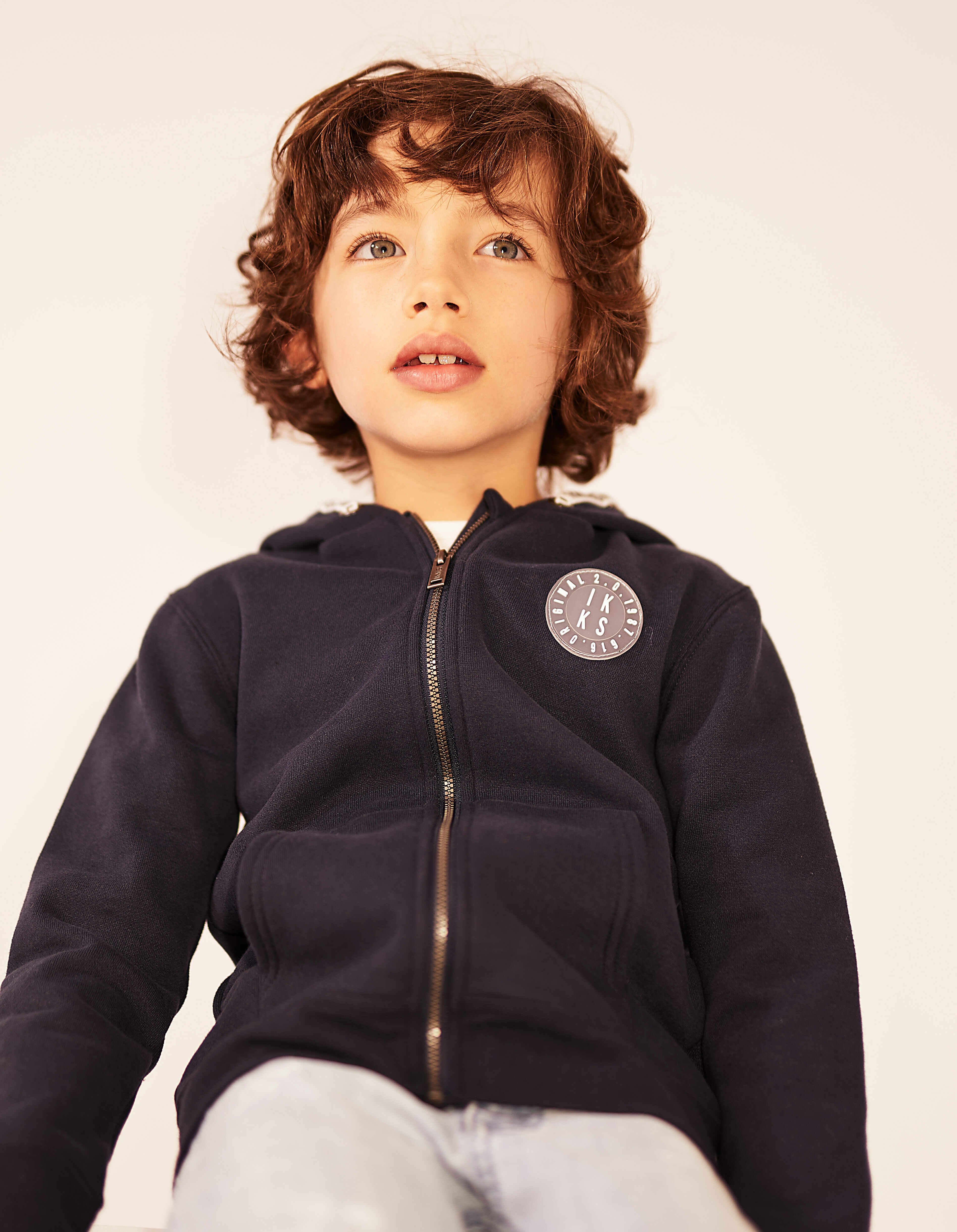 Boys navy zip up cardigan IKKS