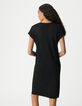 Vestido negro de punto calado para mujer-3