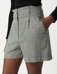 Women's black Prince of Wales shorts-4