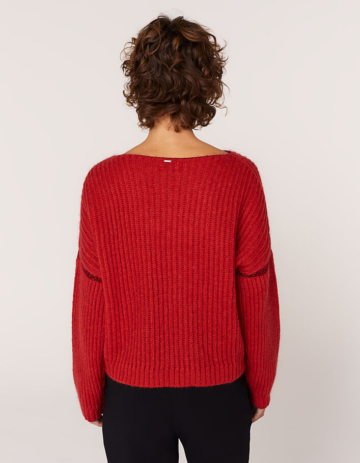 Women’s strawberry fluffy wool V-neck sweater-2