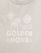 T-shirt vert messages et palmiers cropped fille-6