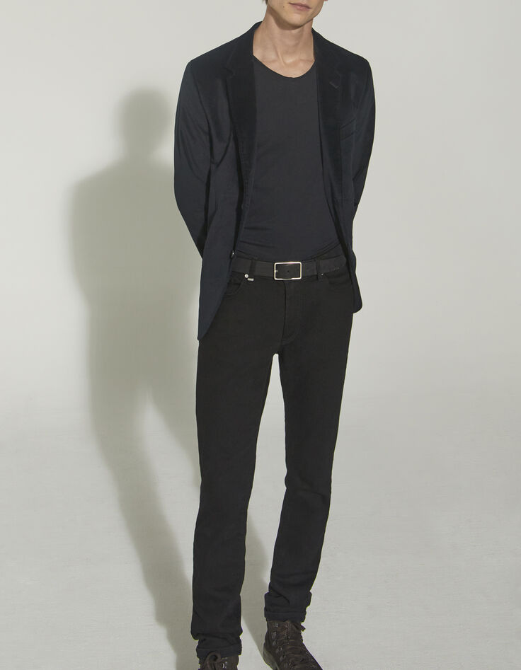 Men’s black smooth velvet suit jacket-6