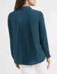I.Code sea green shirt with pleats and studded collar-3