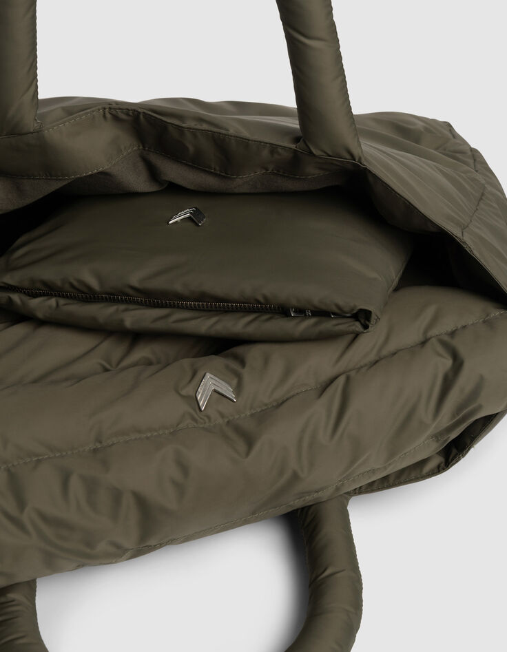 Khaki Cabas-Tasche gestepptes Nylon Damen-9