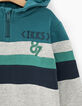 Gechineerd grijze sweater met strepen en capuchon jongens -3