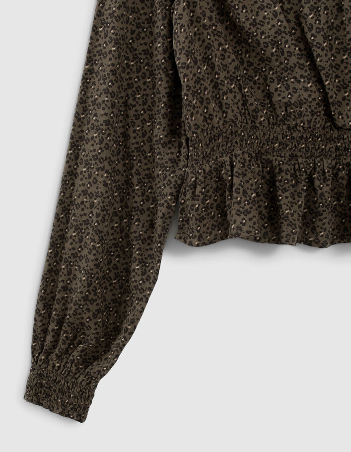 Blouse kaki LENZING™ ECOVERO™ imprimé léopard fille-4