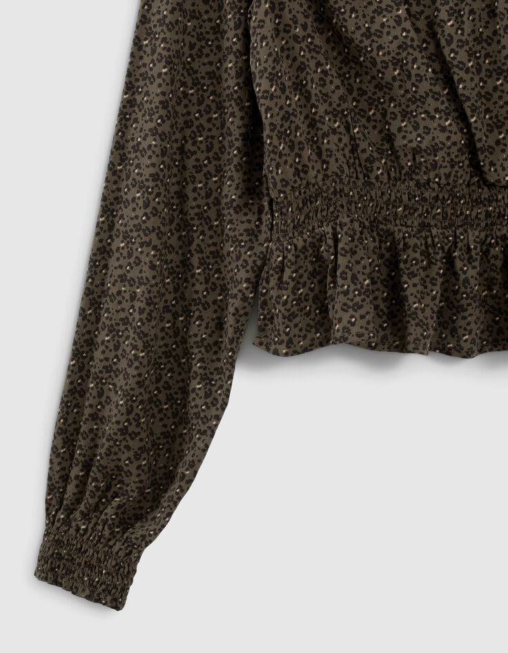 Blouse kaki LENZING™ ECOVERO™ imprimé léopard fille-4