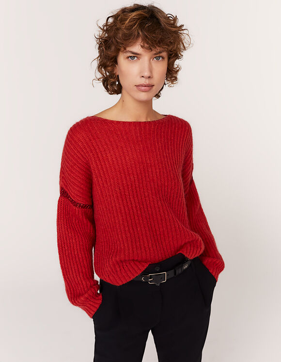 Women’s strawberry fluffy wool V-neck sweater