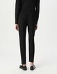 Pantalón recto negro crepé cintura elástica mujer -3