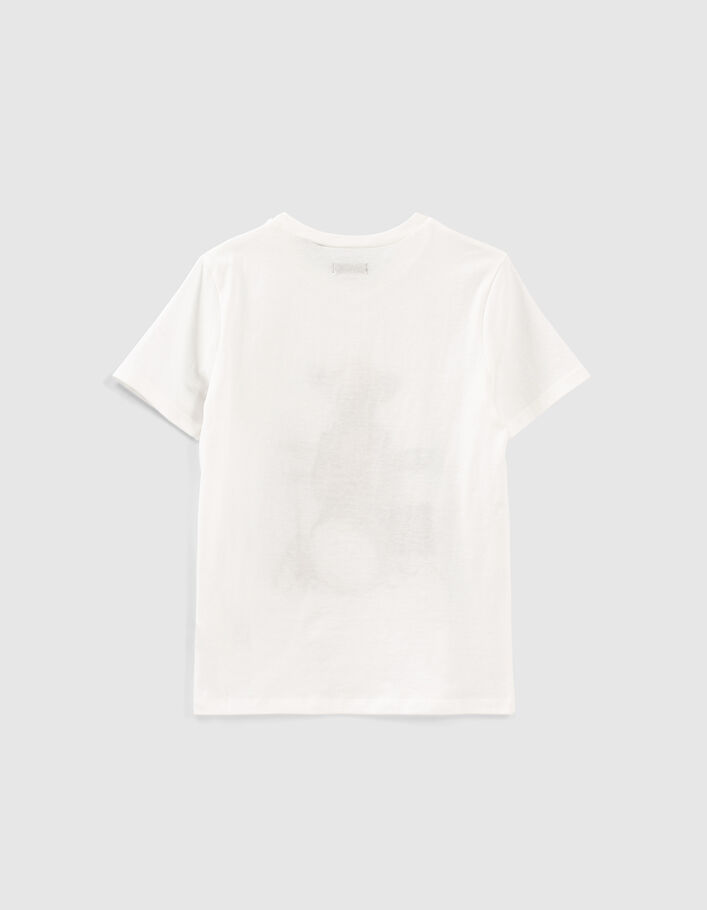 T-shirt blanc cassé bio à visuel chien-batteur garçon  - IKKS