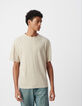 Men’s beige marl cotton and linen T-shirt-3