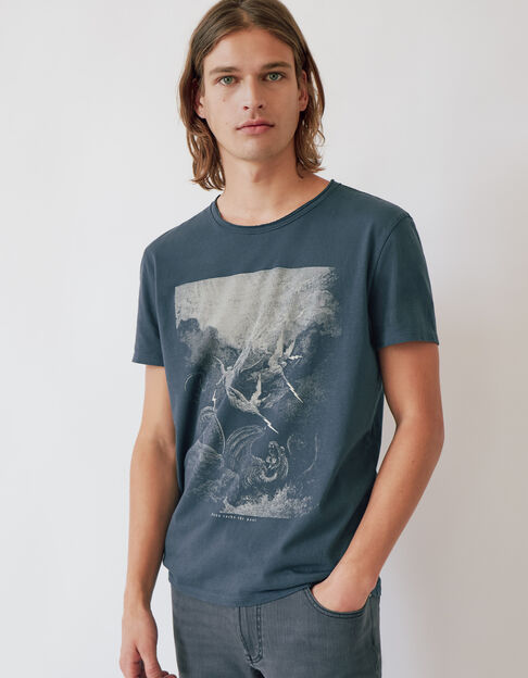 Men’s steel T-shirt with engraving image