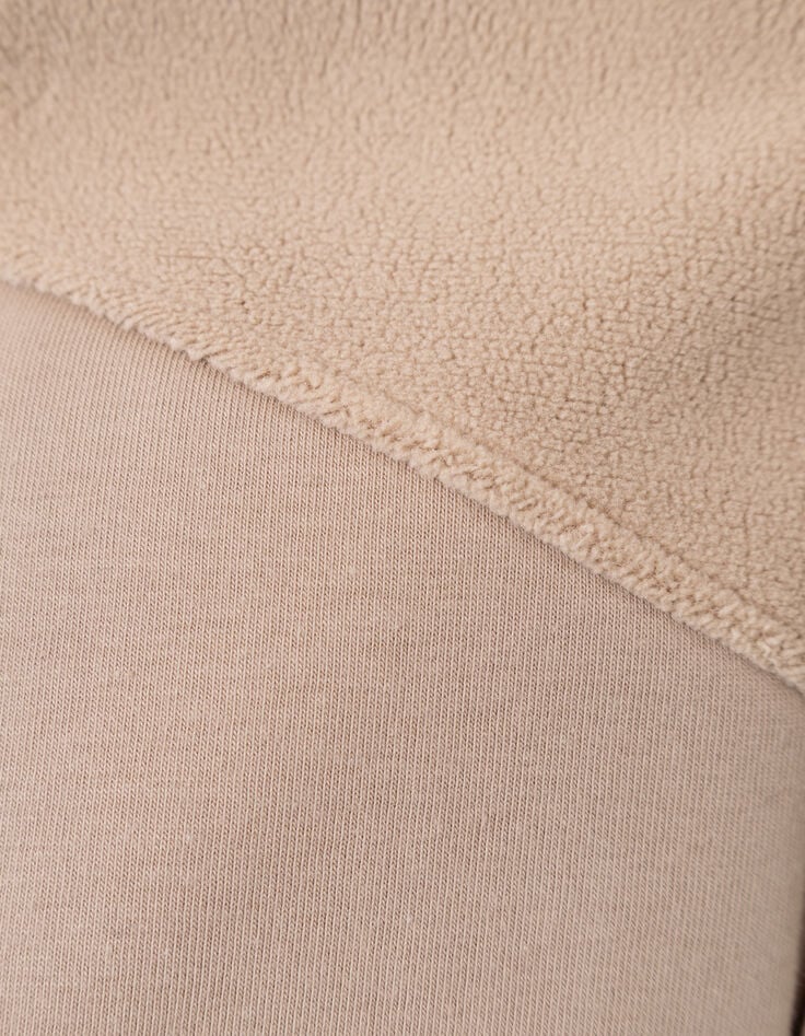 Cárdigan capucha cremallera beige bimaterial niño-10