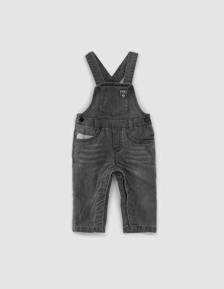 Baby boys' grey dungarees and two-tone T-shirt outfit-5