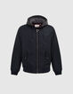 Marineblaue Herrenbomberjacke aus Nylon mit Kapuze-7