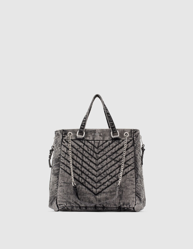 Sac cabas LE 1440 DENIM matelassé chevrons femme-5